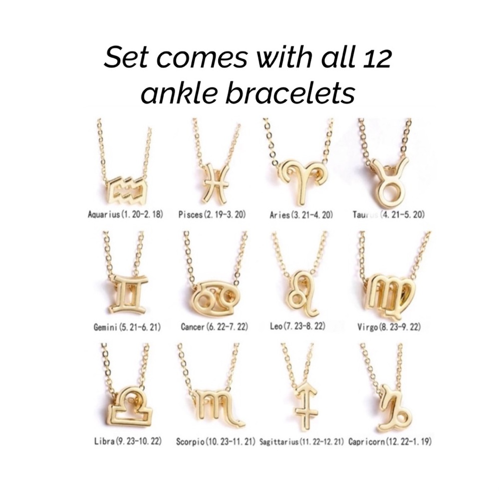 All 12 Zodiac Sign ankle bracelets.NWT